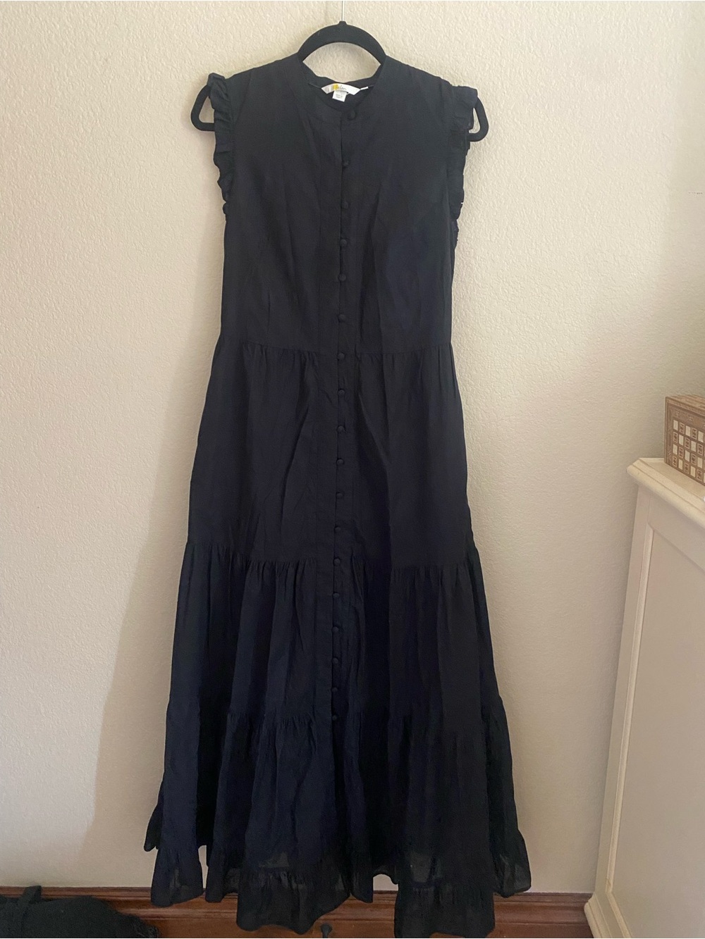 Boden Black Sleeveless Tiered Maxi Dress